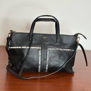 Tahari Black Leather Satchel with Classic Design